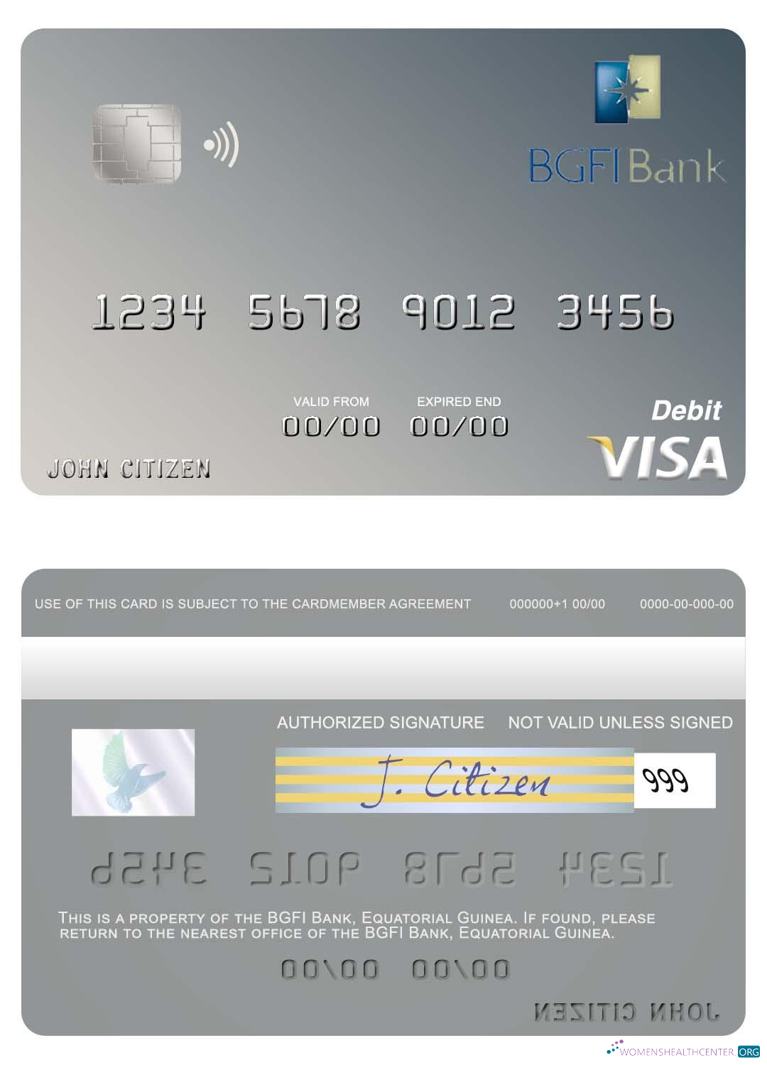 Download Equatorial Guinea BGFI Bank visa debit card Photoshop template